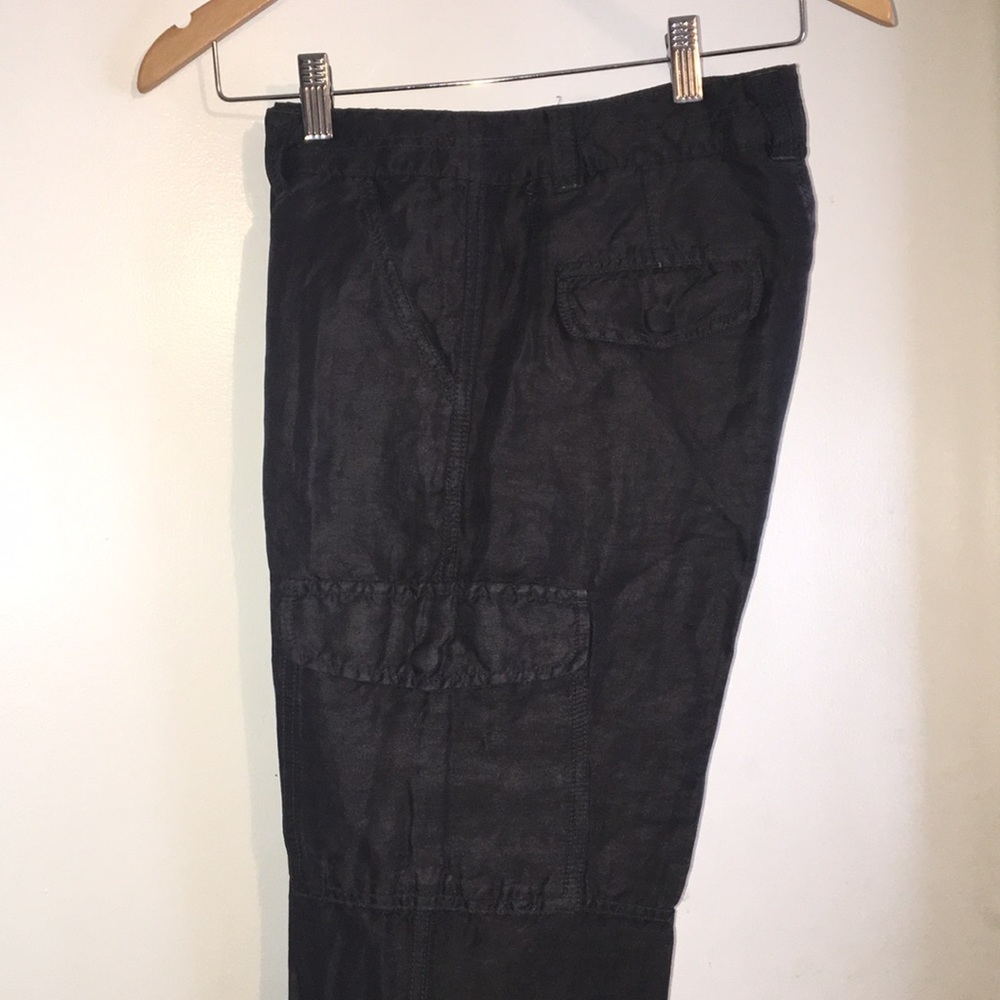 J. Crew Metallic Gray Silk Capri Cargo Pants